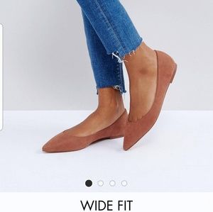 ASOS Mocha Pointed Ballet Flats - Wide Fit